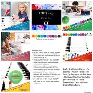 Crafts For All 12 pack fabric clothes markers Lot of two NWT